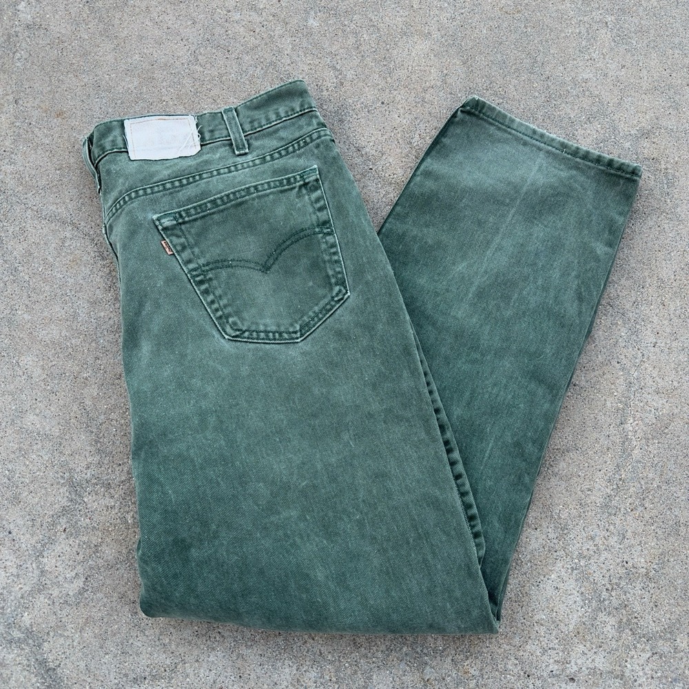 VTG 90s Levi's 545 Jeans Men's Loose Fit 40x32 Green Faded Denim USA Distressed
